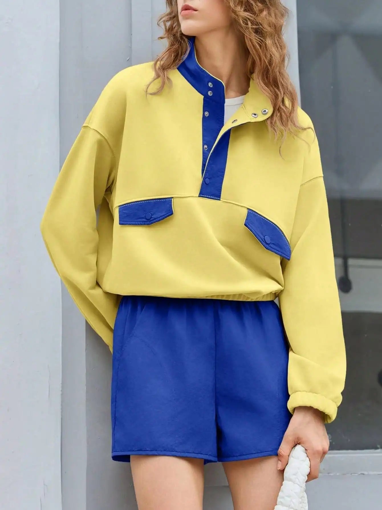 Fisoew Womens Two Piece Color Block Lounge Set Tracksuit