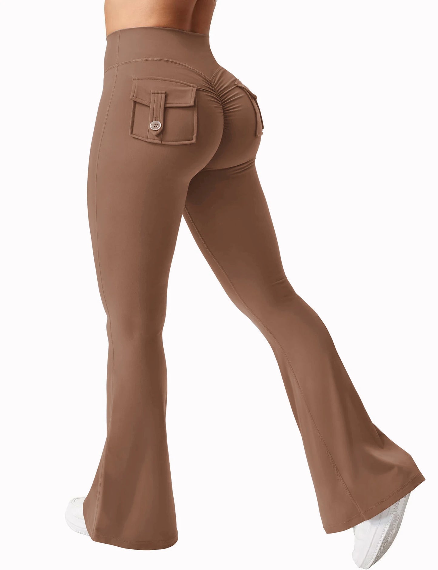 Summer Womens Cargo Pocket Fitness Tights High Waist Yoga Running