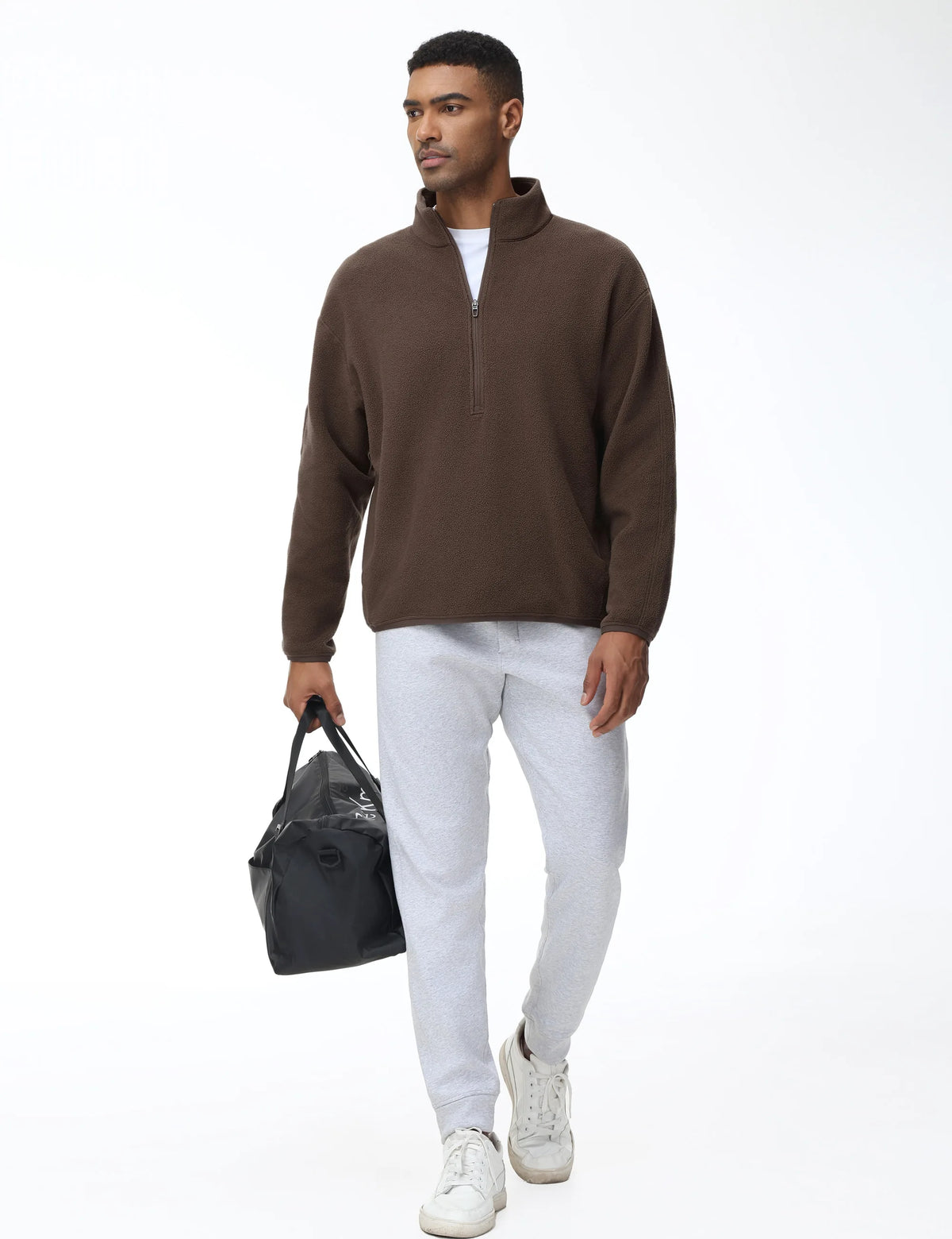 THE GYM PEOPLE Men's Half Zip Sherpa Fleece Pullover Sweatshirt