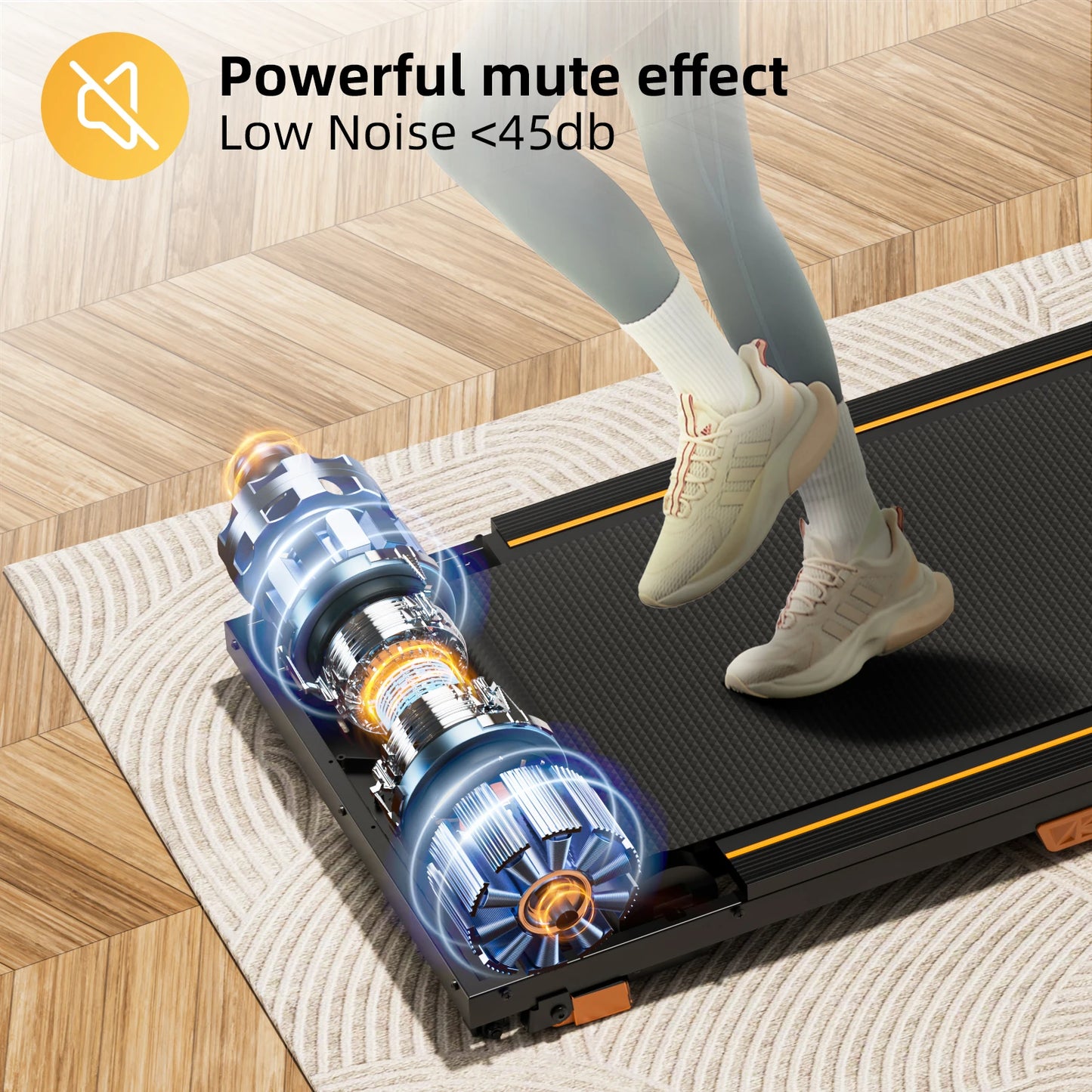 Under Desk Treadmill Incline Walking Pad Portable Home Use