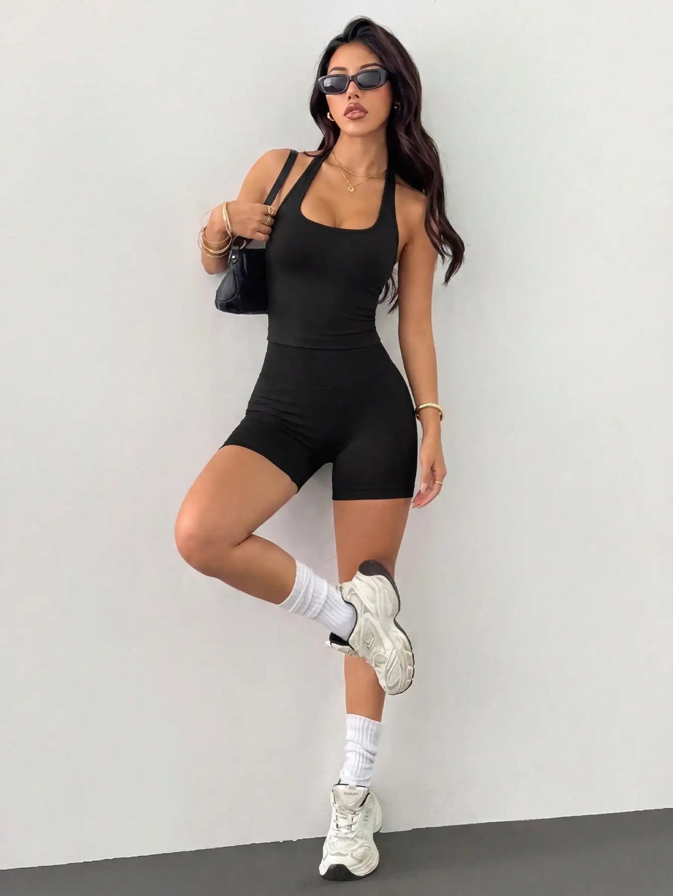 Womens Outdoor Sports Set Tank Top And Shorts Lightweight Breathable