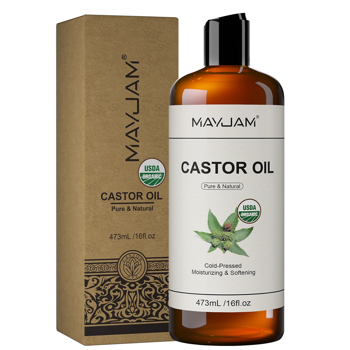 MAYJAM Pure Organic Castor Oil And Fractionated Coconut Oil For Skin And Hair