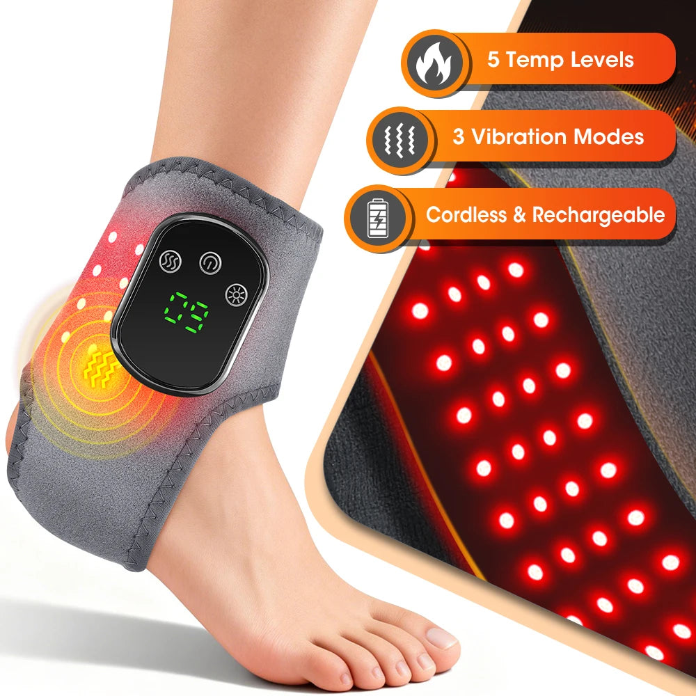 Hailicare Cordless Ankle Massager Wrap With Red Light Heat Vibration
