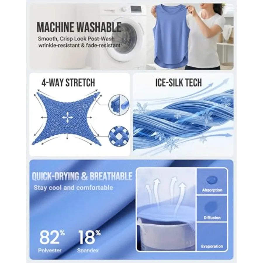 Womens Ice Silk Bamboo Tank Top Sleeveless Yoga Cool Dry