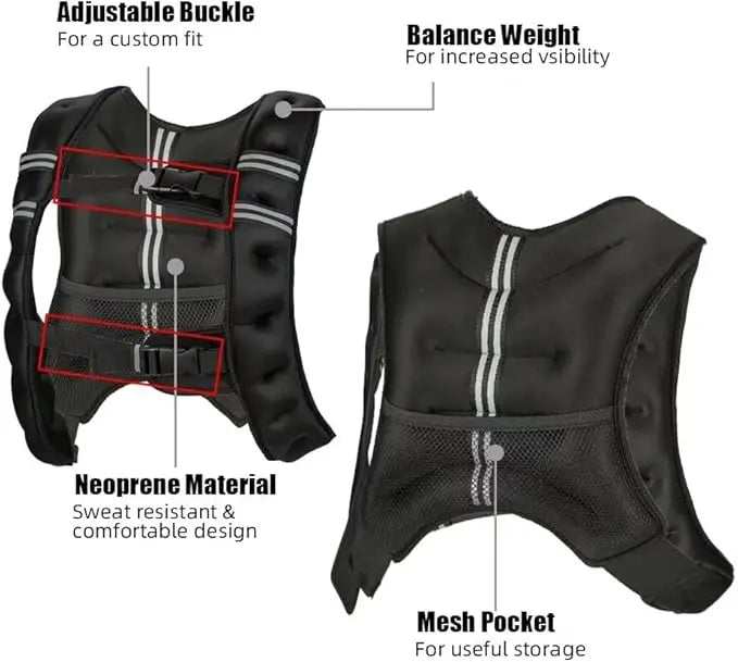 NONECN Weighted Vest 12-30 Lb With Weights Adjustable