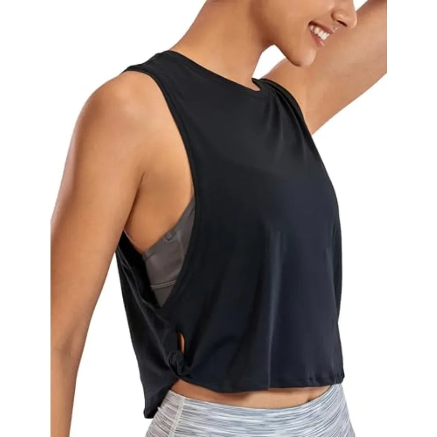 Bamboo Fiber Armhole Tank Top For Women Yoga Workout Crop