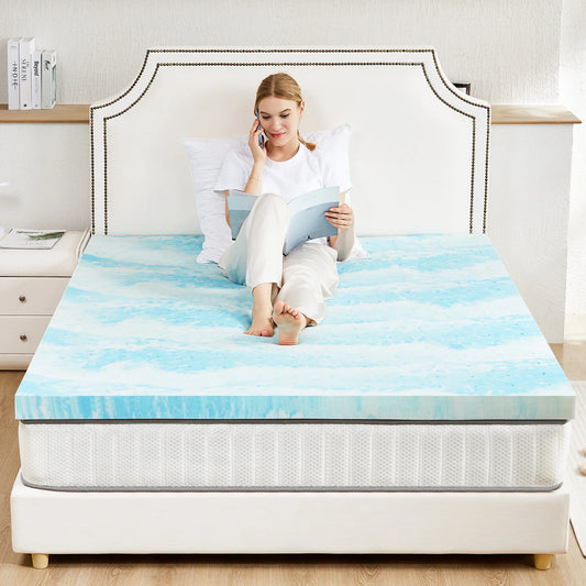 JHK Gel Memory Foam Mattress Topper Cooling For Bed
