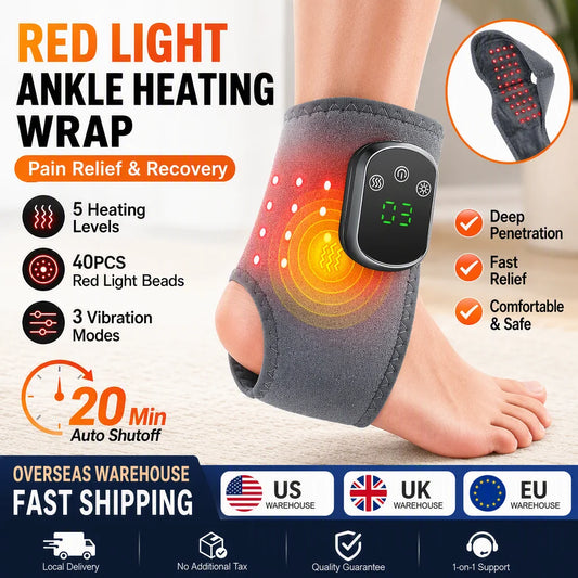 Hailicare Cordless Ankle Massager Wrap With Red Light Heat Vibration