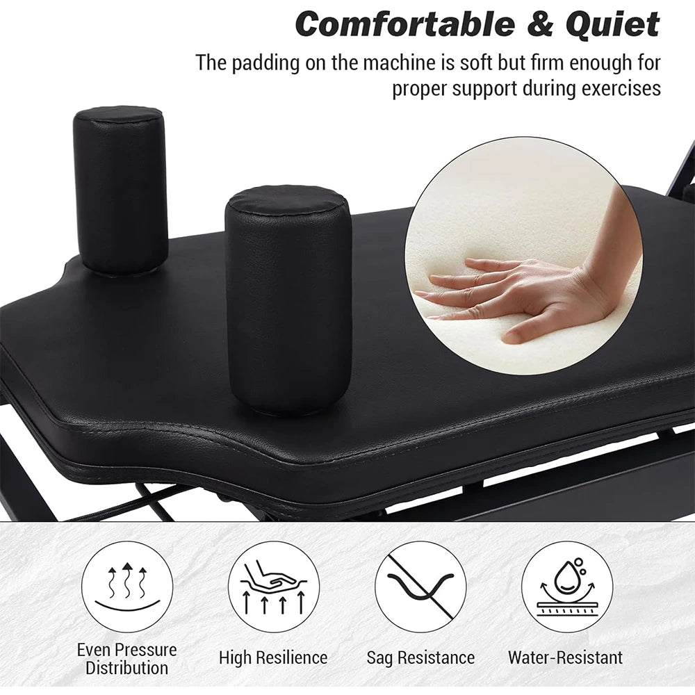 HiMISS Foldable Reformer Pilates Machine With Adjustable Heights And Springs