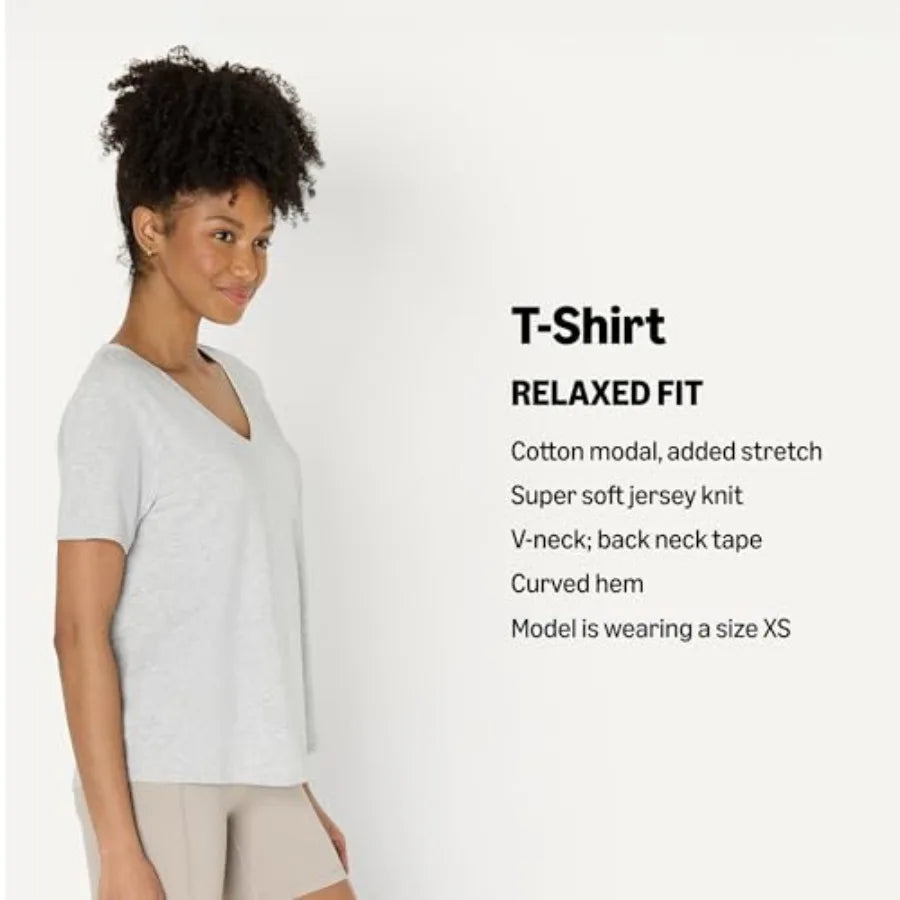 Women's Soft Cotton Modal Blend Relaxed Fit Yoga Tee