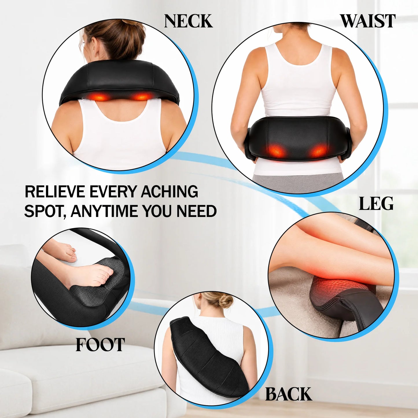 Electric Shiatsu Neck And Shoulder Massager With Heat For Pain Relief