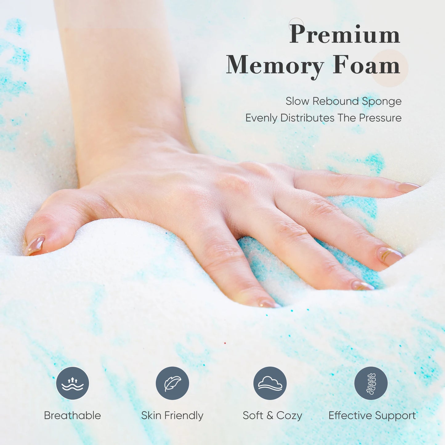 JHK Gel Memory Foam Mattress Topper Cooling Soft Breathable Bed