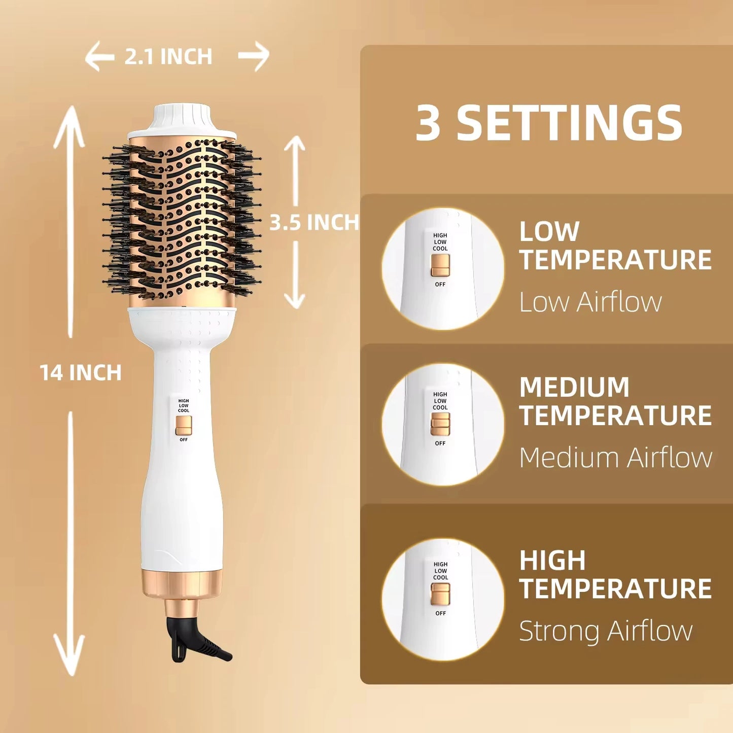 VoluVibe 3-In-1 Hot Air Brush Negative Ion Curl Straight