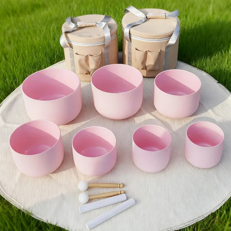 Hye-eun Drum Pad Quartz Crystal Singing Bowl Chakra Set