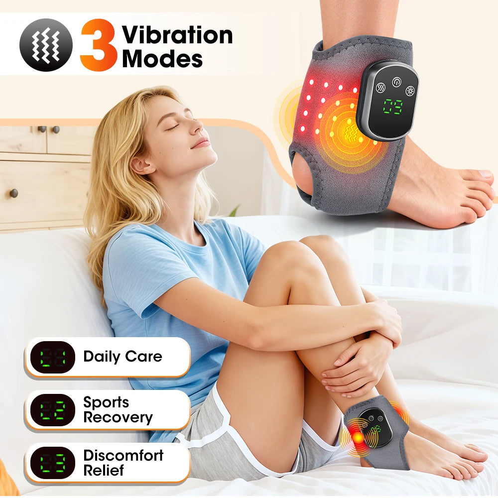 Hailicare Cordless Ankle Massager Wrap With Red Light Heat Vibration