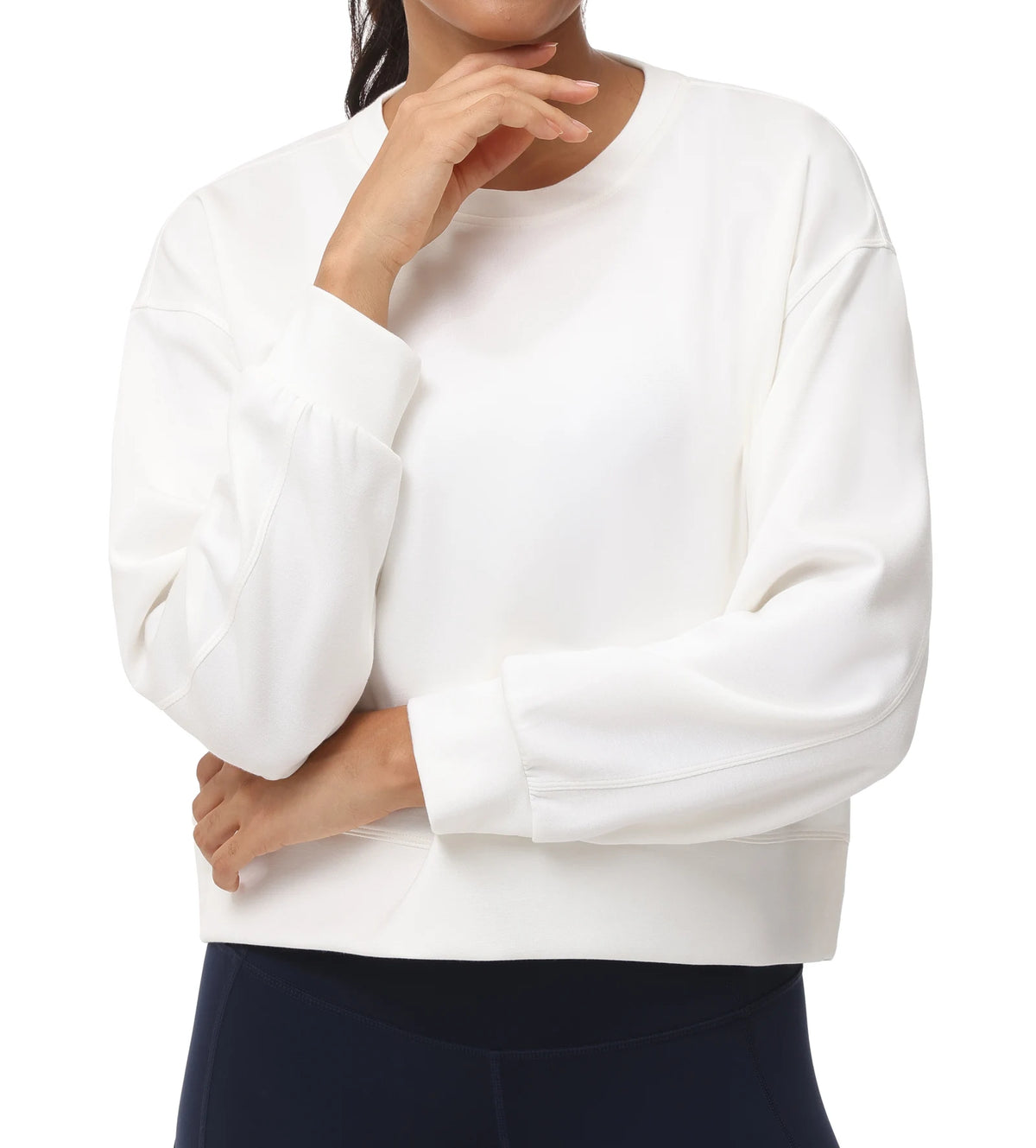 THE GYM PEOPLE Womens Cropped Crewneck Pullover Sweatshirt