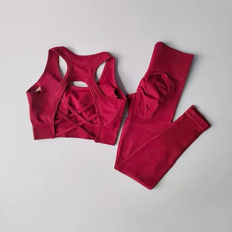 Women 2 Piece Yoga Sports Bra Leggings Set Breathable