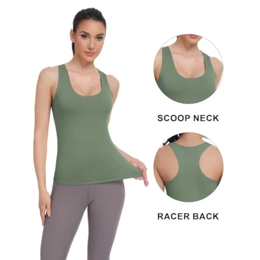 HOPLYNN 4 Pack Women's Racerback Crop Tank Top Athletic Gym Workout Shirt
