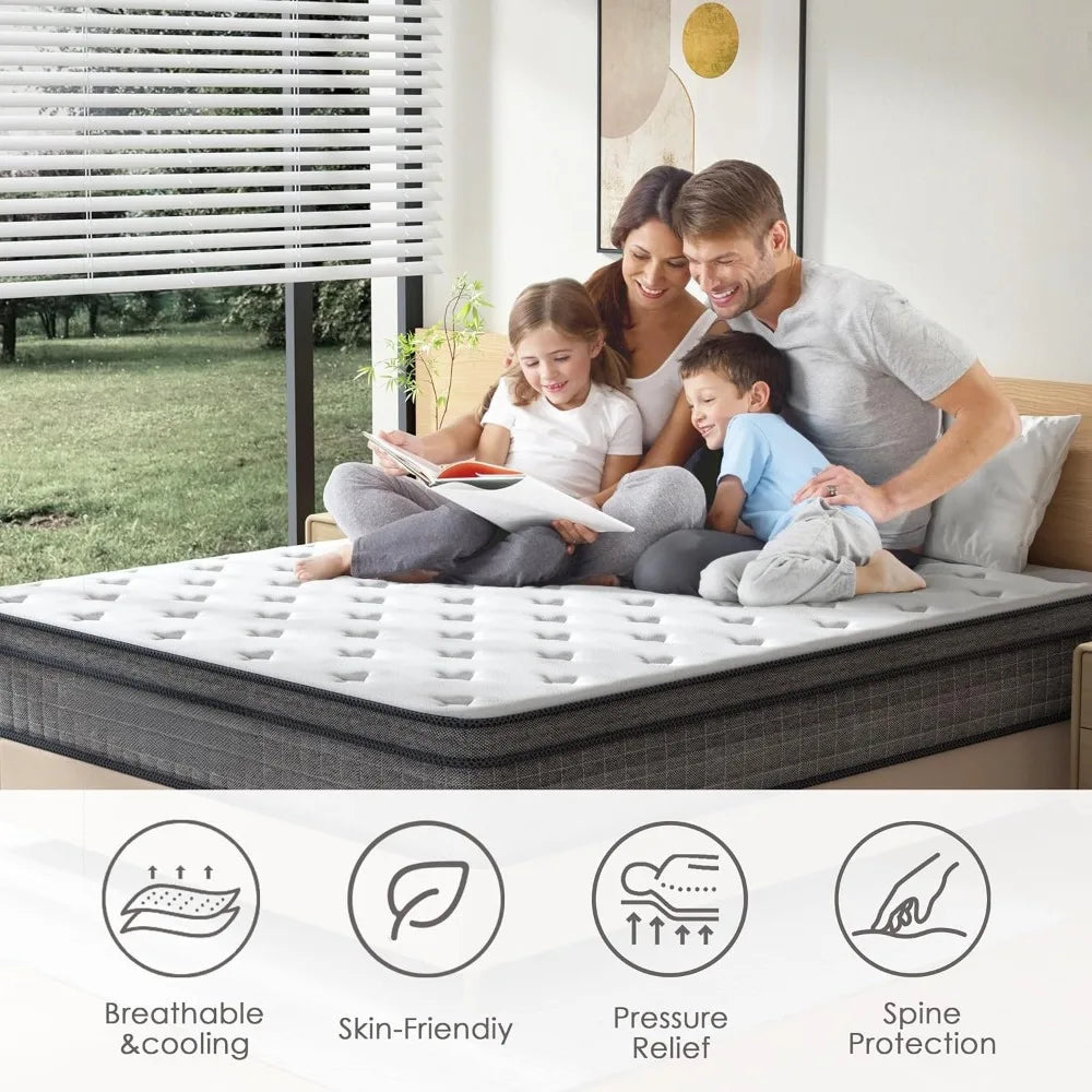 Gel Memory Foam Hybrid Mattress 12 Inch Bed In A Box With Pocket Springs