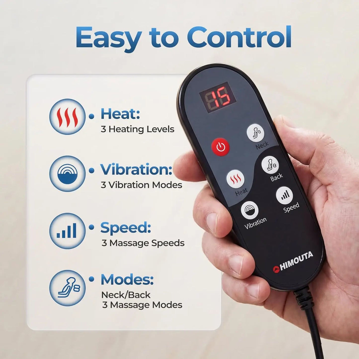 HIMOUTA 4D Shiatsu Neck and Back Massage Cushion With Heat