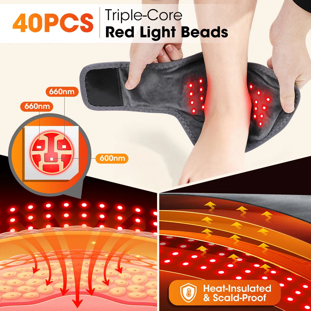 Hailicare Cordless Ankle Massager Wrap With Red Light Heat Vibration