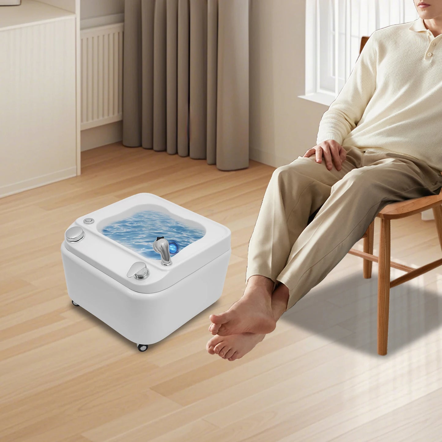 Bymaocar Acrylic Foot Bath With Massage LED Light Spa Tub
