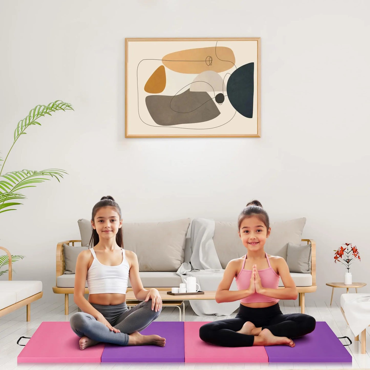 HiMISS Gymnastics Mat Foldable for Home Yoga Pilates Training
