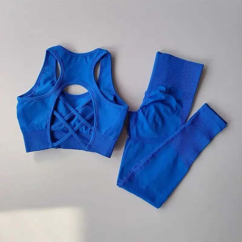 Women 2 Piece Yoga Sports Bra Leggings Set Breathable