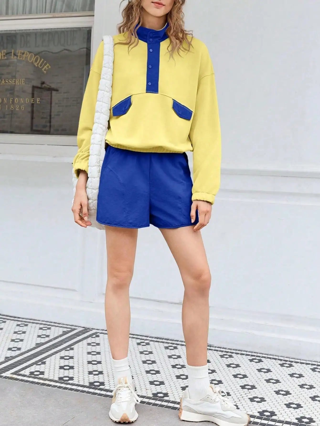 Fisoew Womens Two Piece Color Block Lounge Set Tracksuit