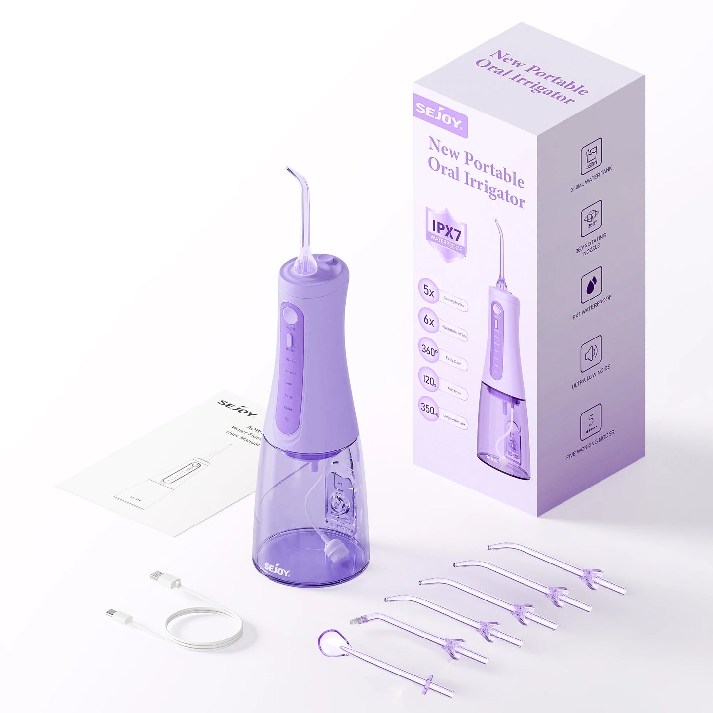SEJOY Portable Electric Dental Water Flosser Irrigator For Home Travel