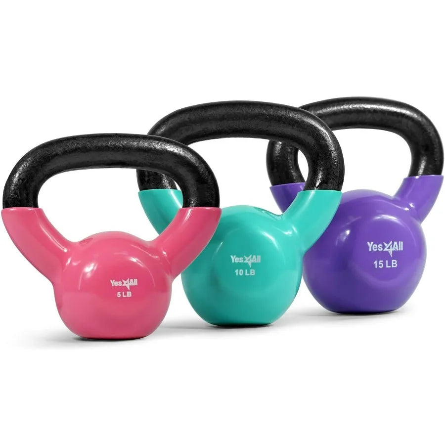 LISM Vinyl Coated Kettlebell Cast Iron With Flat Bottom