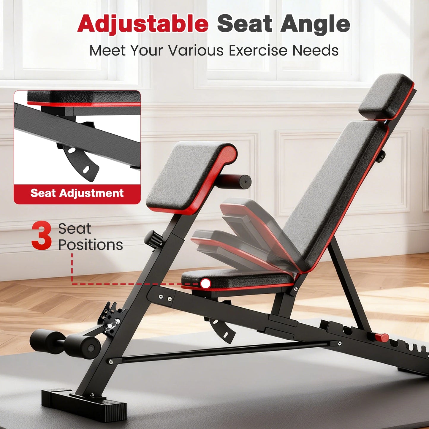 Adjustable Foldable Weight Bench With Roman Chair For Home Gym