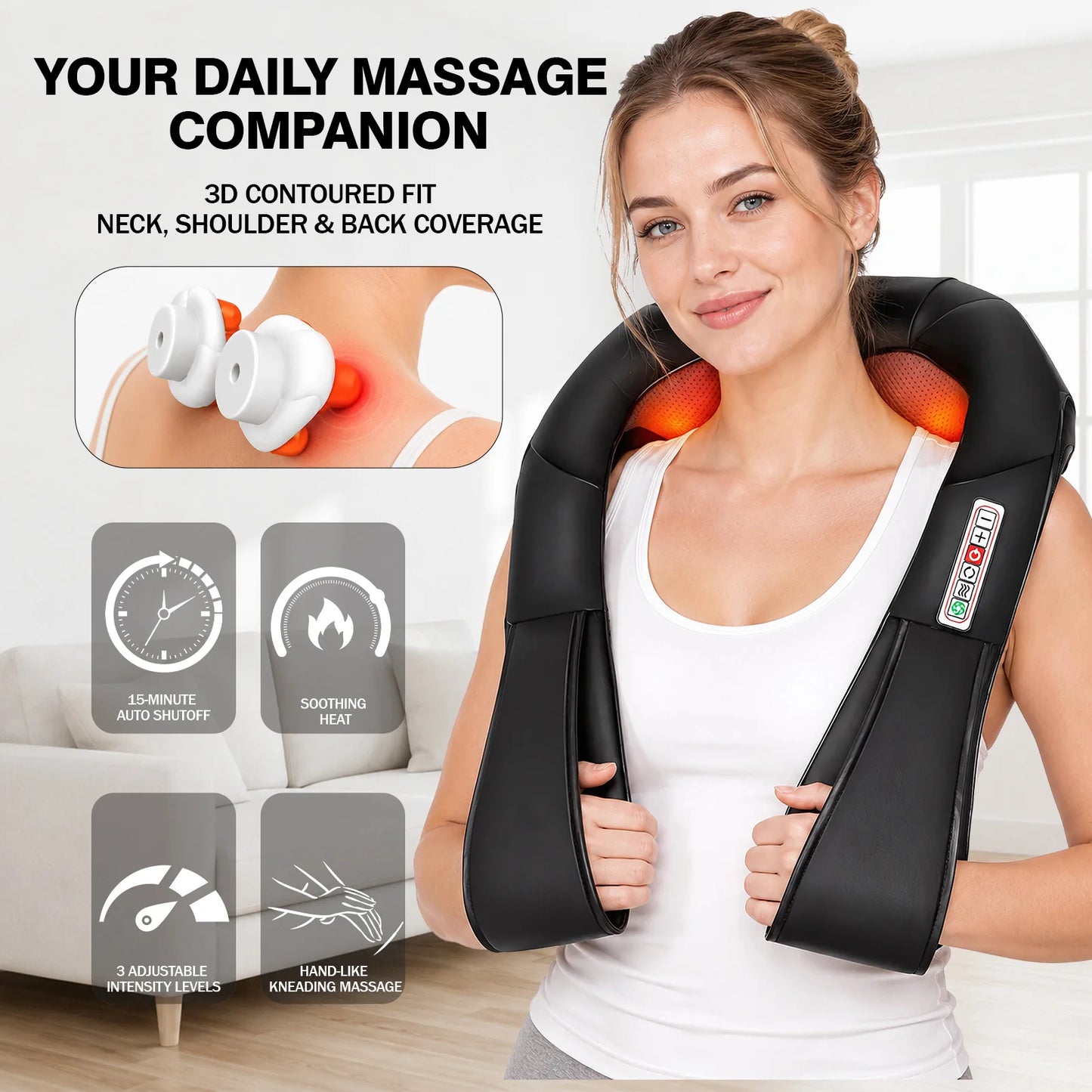 Electric Shiatsu Neck And Shoulder Massager With Heat For Pain Relief