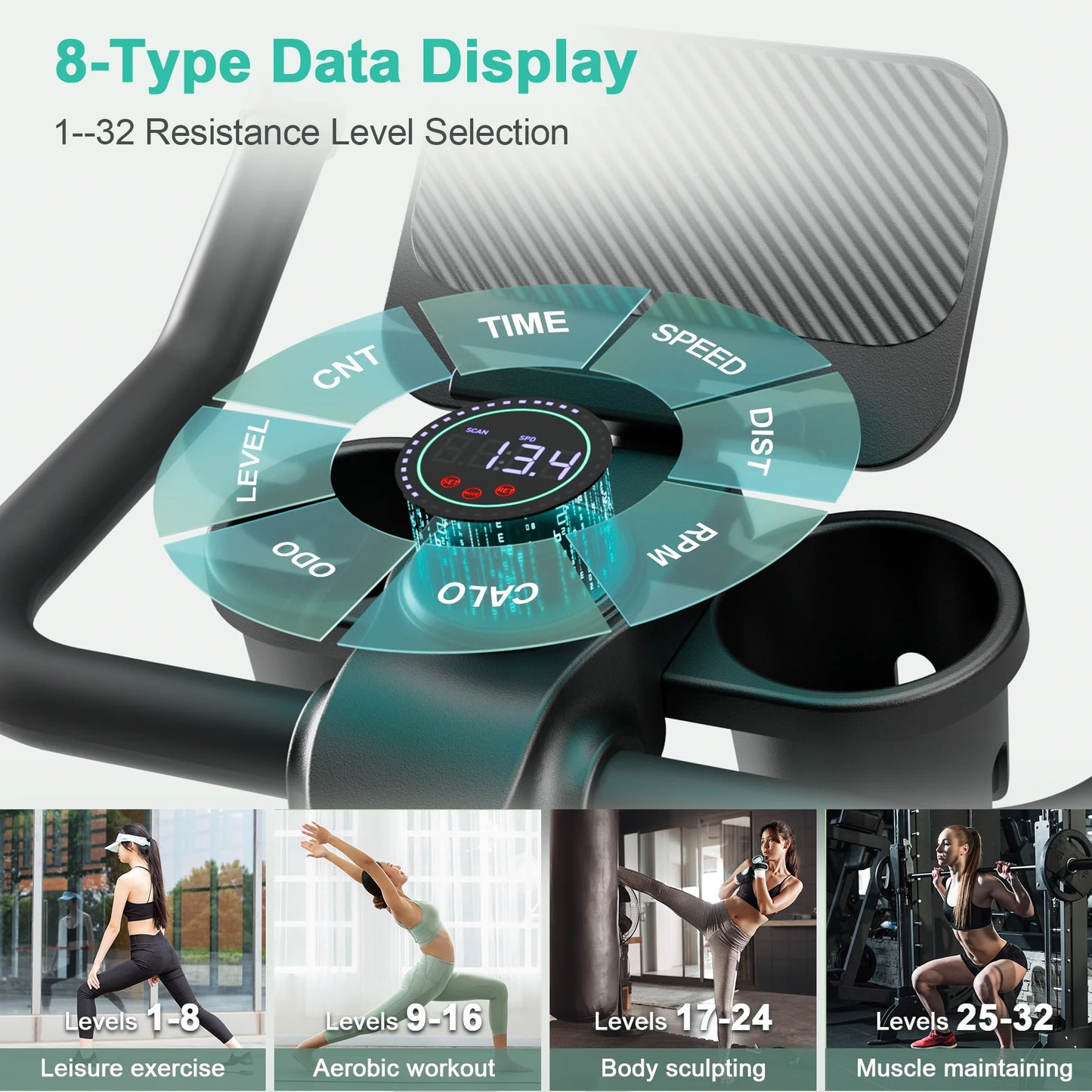 Superun 32 Level Magnetic Resistance Exercise Bike for Home Use