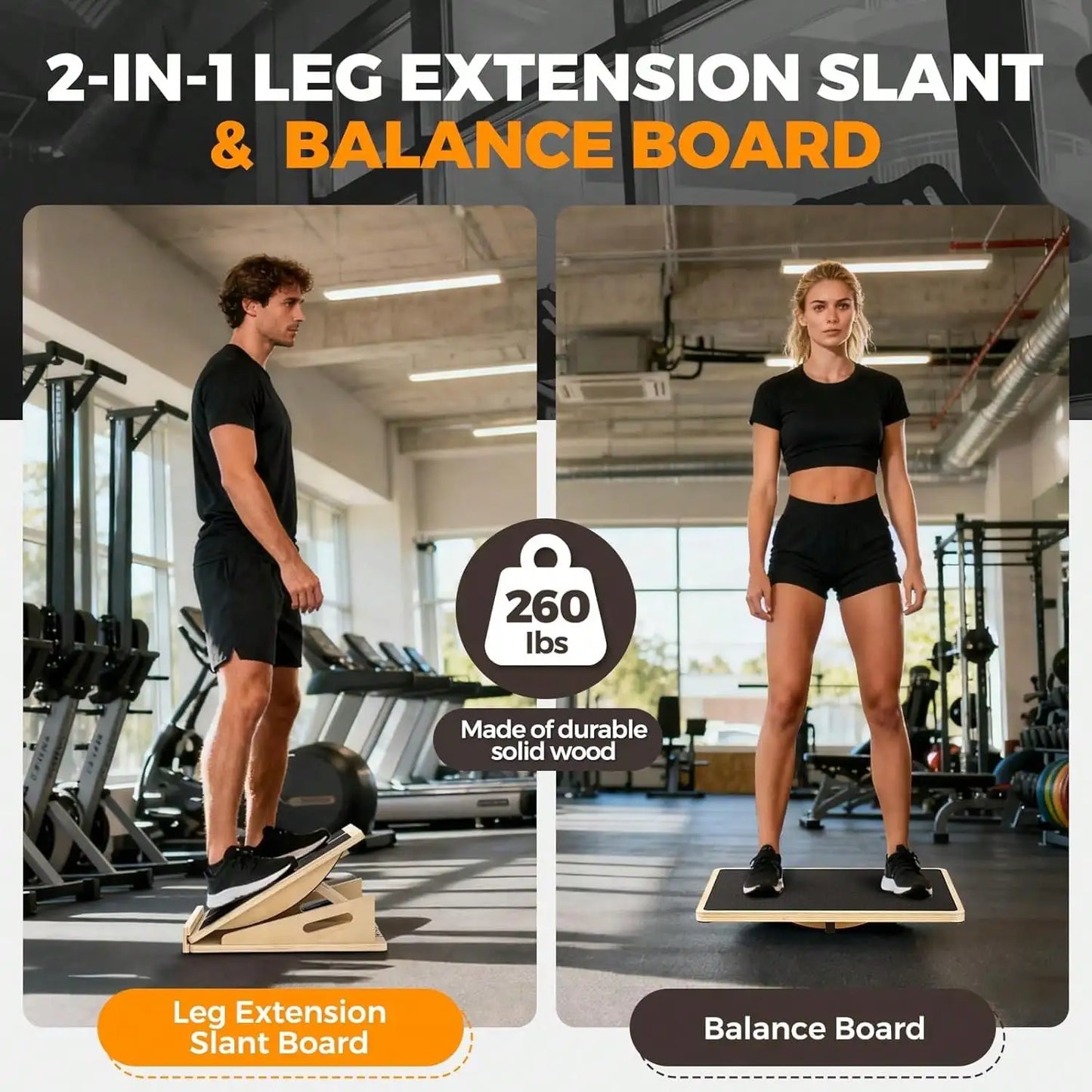Adjustable Wooden Balance Board Calf Stretcher Anti Slip Wobble Board
