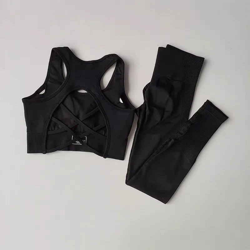 Women 2 Piece Yoga Sports Bra Leggings Set Breathable
