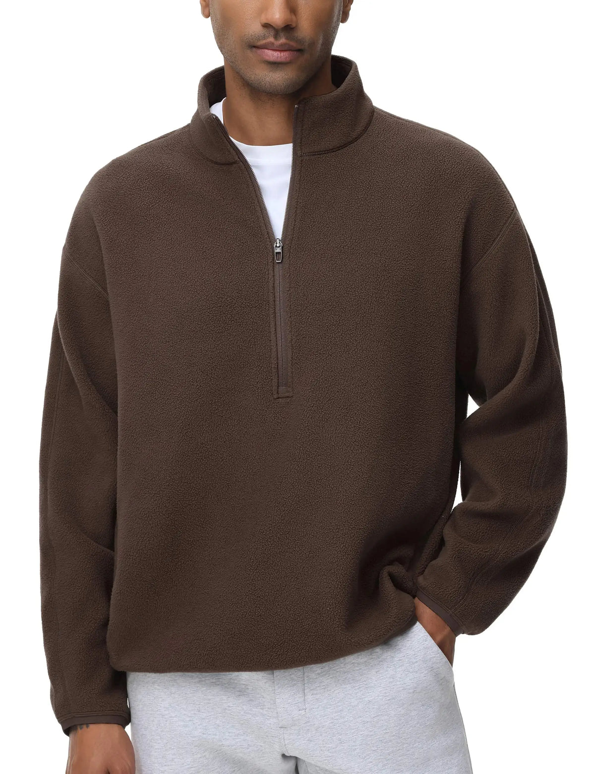 THE GYM PEOPLE Men's Half Zip Sherpa Fleece Pullover Sweatshirt
