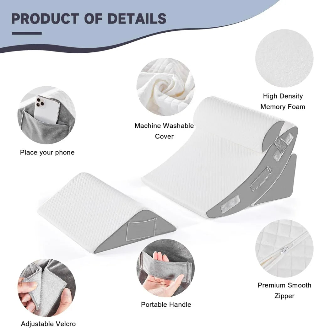 Orthopedic Wedge Pillow Set Post Surgery Pain Relief Sleep