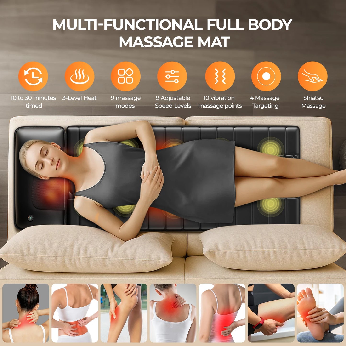 HIMOUTA Shiatsu Full Body Massage Mat With Heat And Vibration