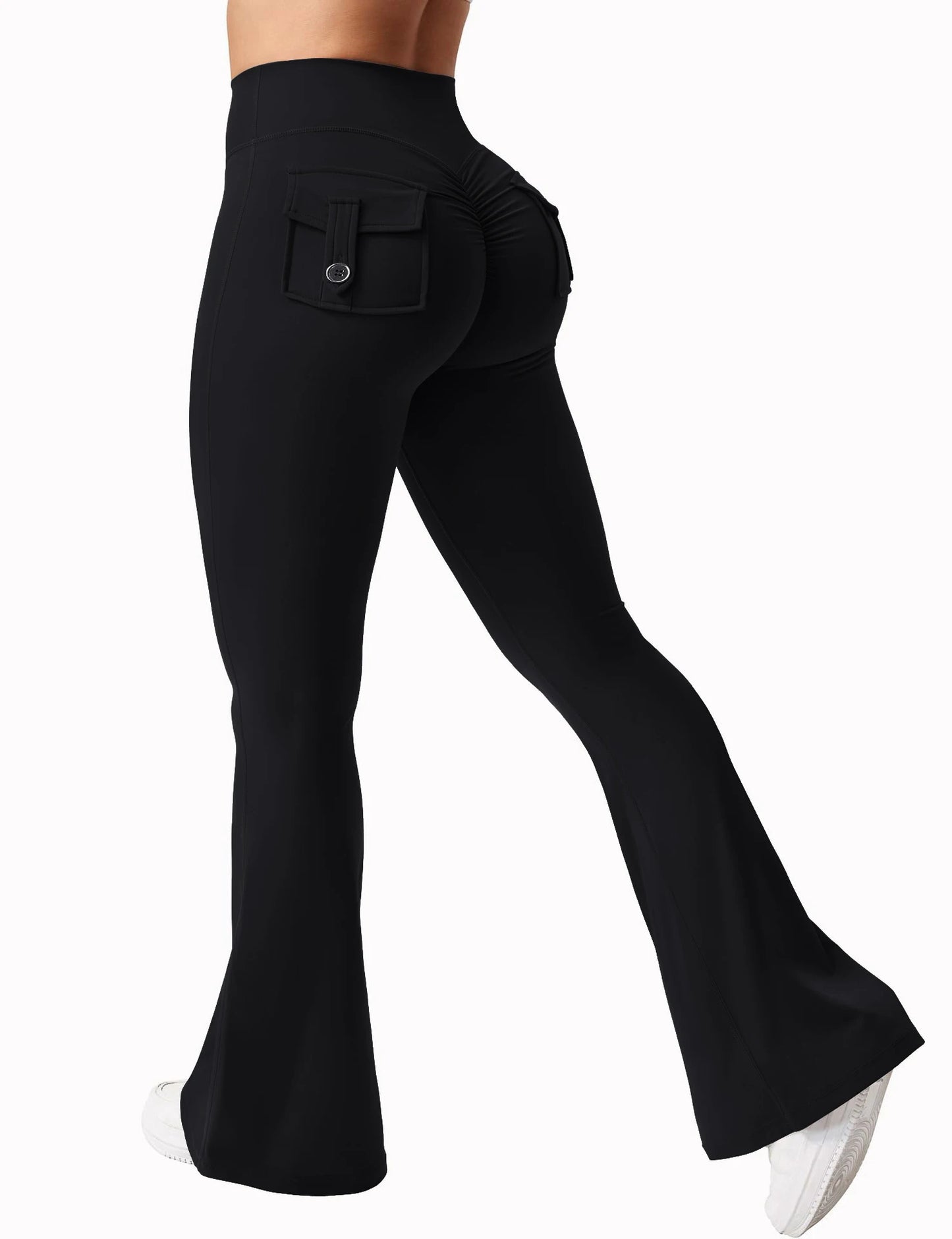 Summer Womens Cargo Pocket Fitness Tights High Waist Yoga Running