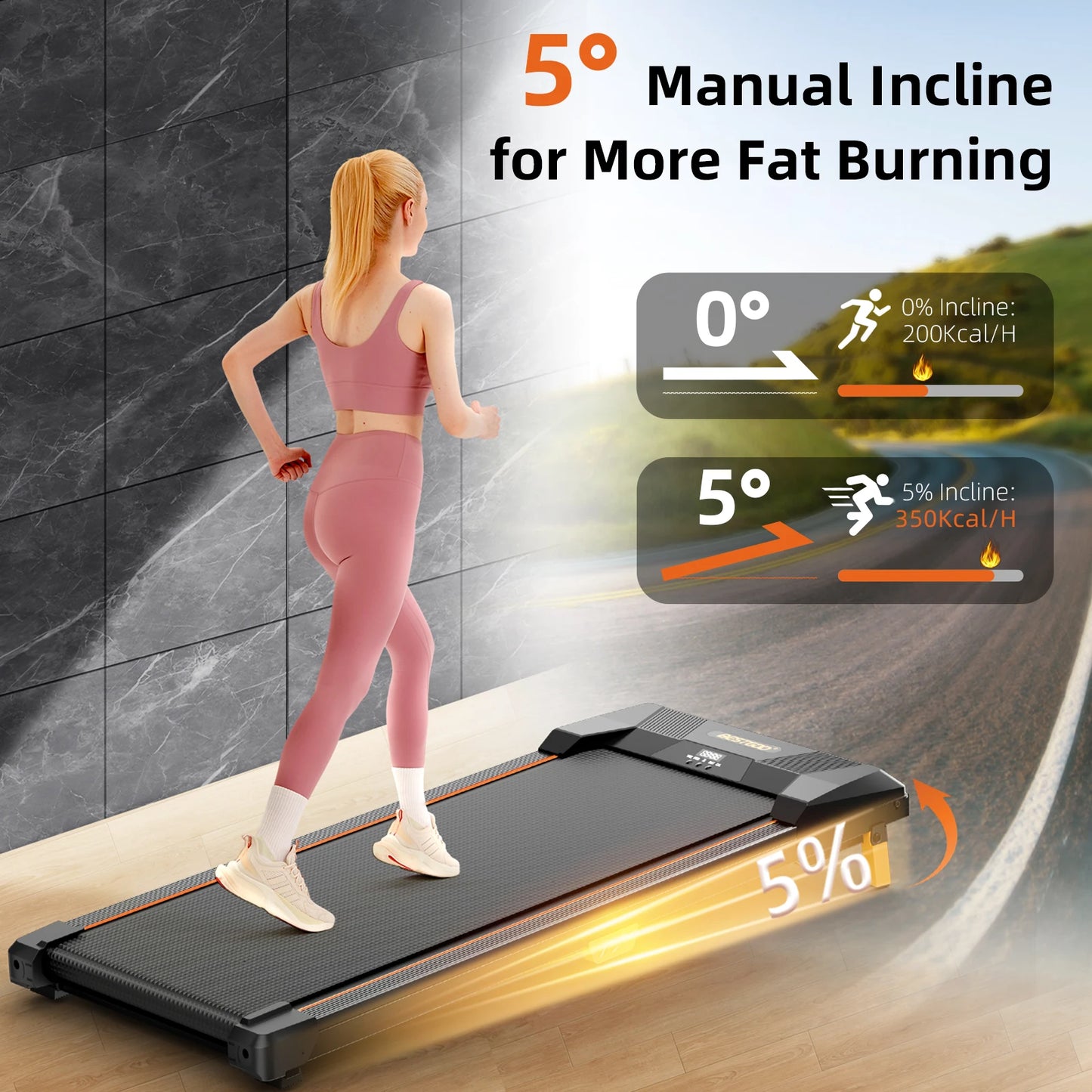 Under Desk Treadmill Incline Walking Pad Portable Home Use