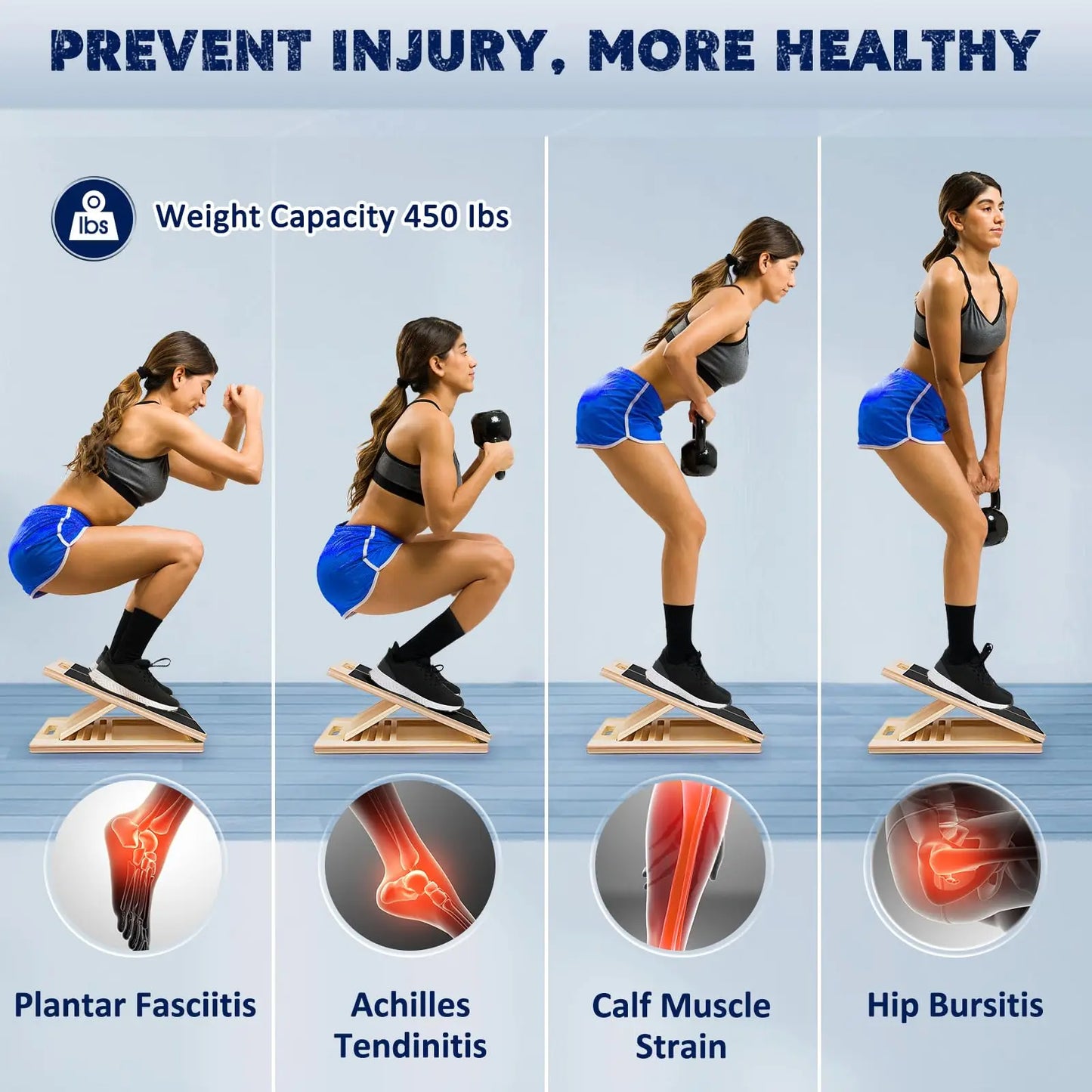Adjustable Wooden Balance Board Calf Stretcher Anti Slip Wobble Board