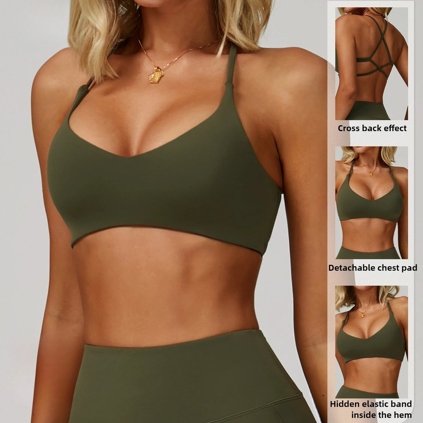 Breathable Cross Shoulder Straps Sports Bra for Yoga and Gym