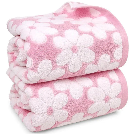 Bath Towels Set Of 2 Super Absorbent Floral Jacquard