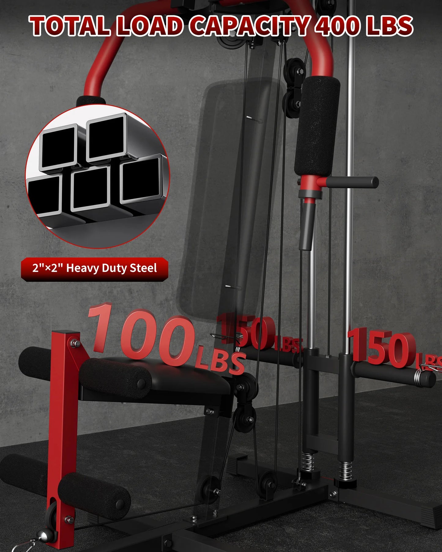 HiMISS 5 In 1 Home Gym Equipment Lat Pulldown Chest Press Leg Extension Row