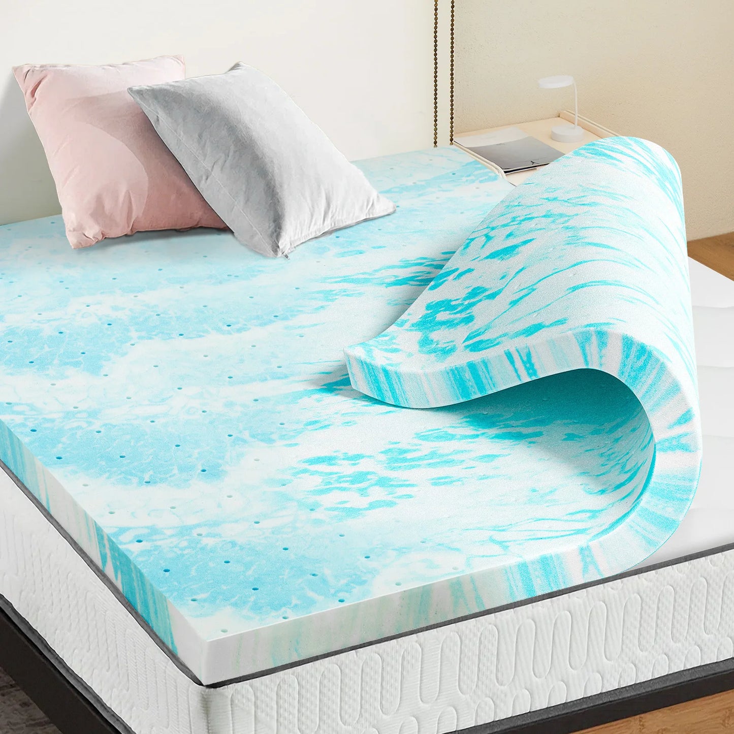 JHK Gel Memory Foam Mattress Topper Cooling Soft Breathable Bed