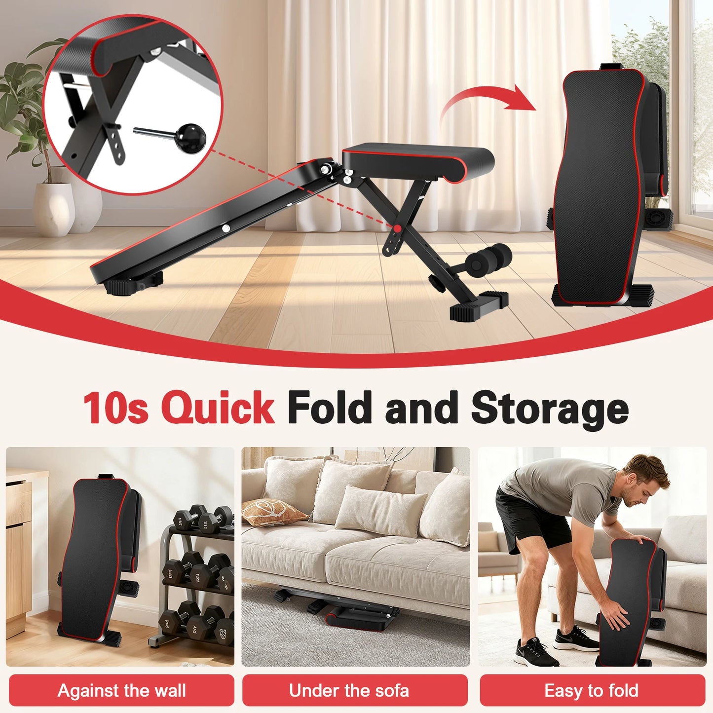 Multifunctional Adjustable Dumbbell Bench Foldable 660 Lbs Capacity for Home Gym