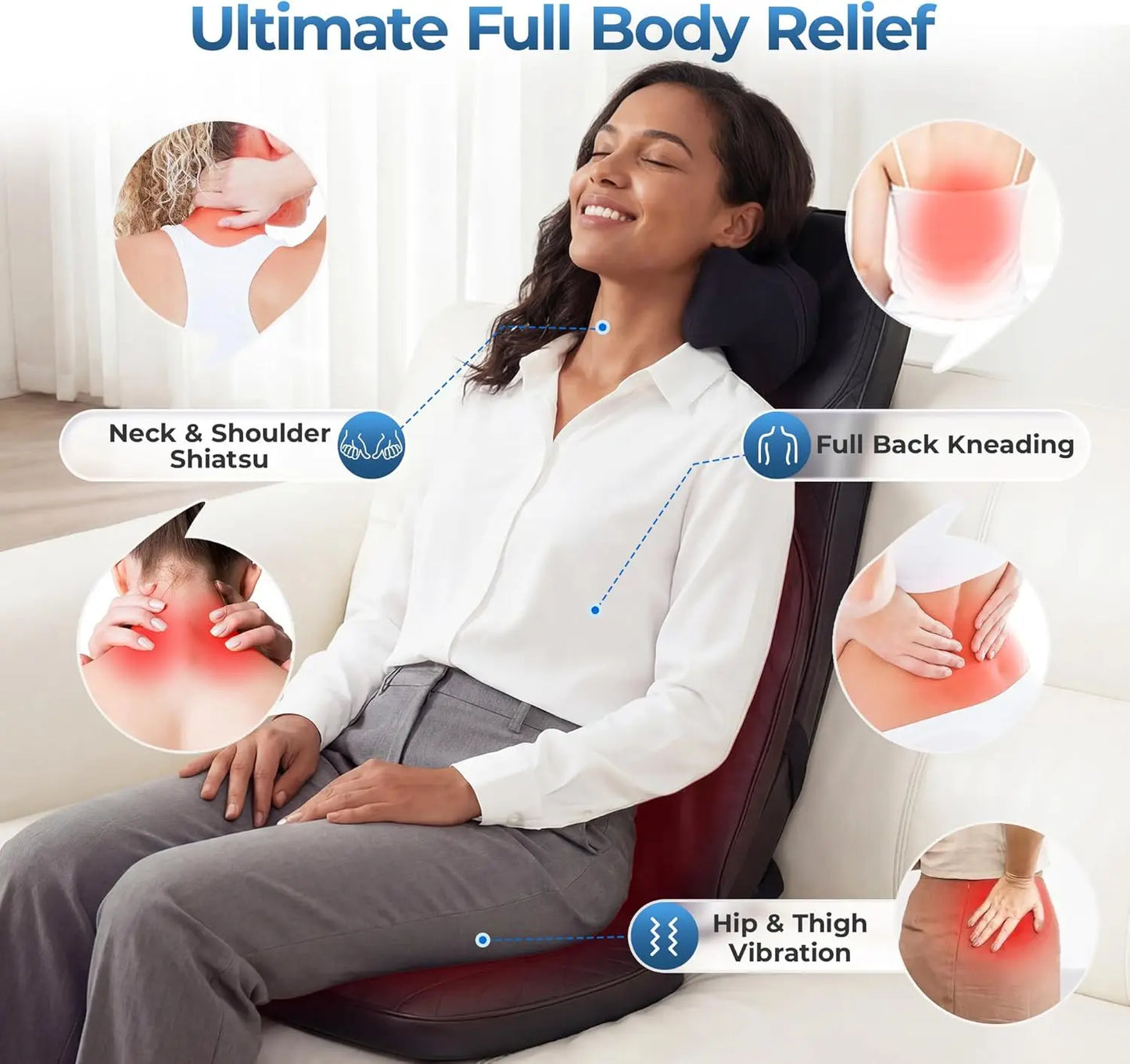 HIMOUTA 4D Shiatsu Neck and Back Massage Cushion With Heat