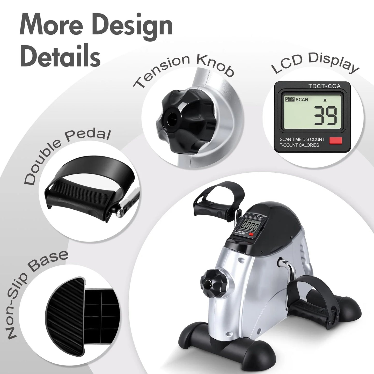 Mini Under Desk Pedal Exerciser Bike With LCD Display