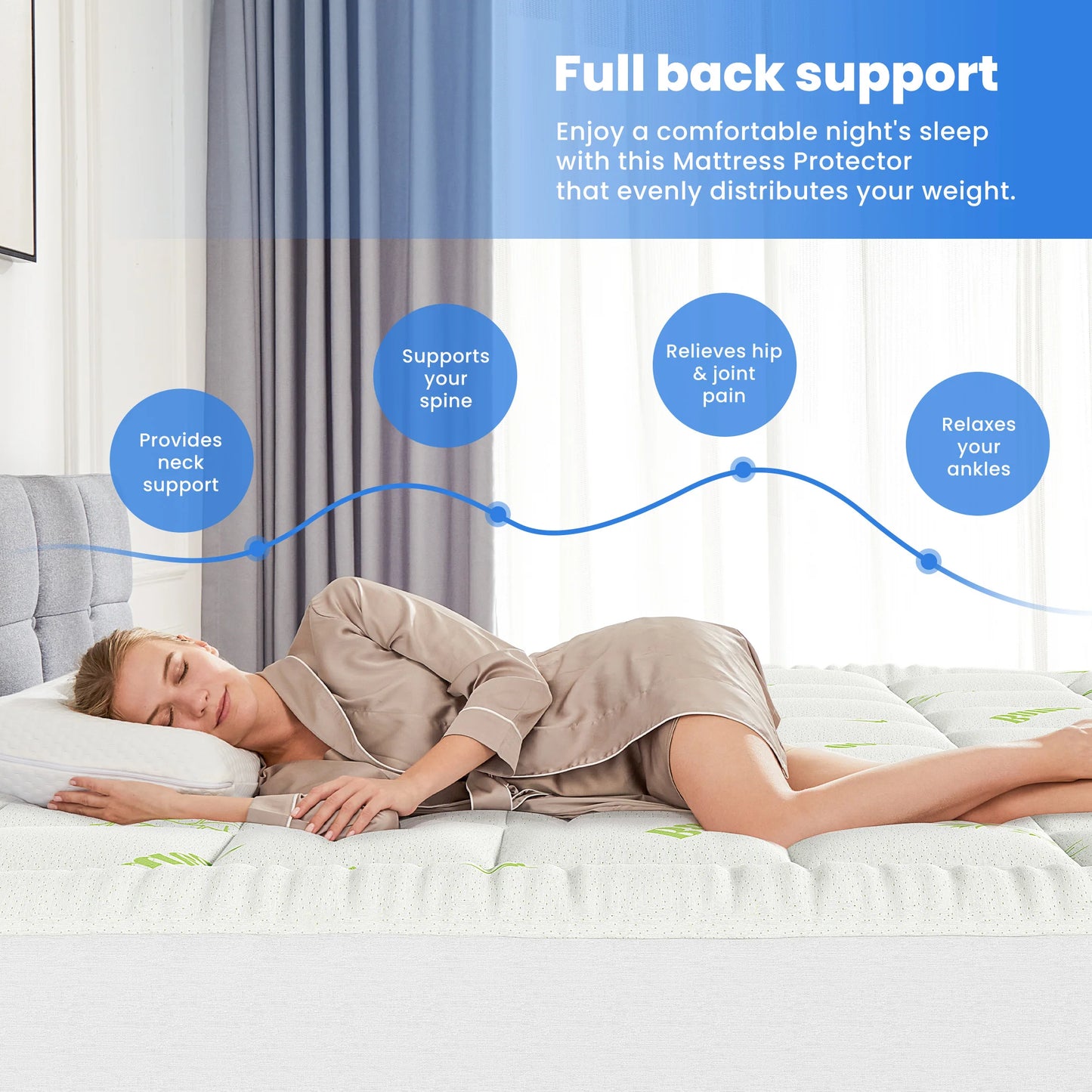 400g Bamboo Viscose Mattress Topper With Stretchable Pockets Memory Gel Foam